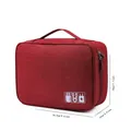 Burgundy electronic accessories organizer bag variant, size 24.5x18x10cm, fabric - Digital Bag / Burgundy
