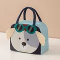 Sac à déjeuner isotherme avec motif chien dessin animé et poignées bleues - Chien à Lunettes de Soleil (Style Dessin Animé)