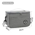 Large capacity gray insulated lunch bag with panda logo, dimensions 26x14x18cm, medium size - Medium Size (26x14x18cm) / Gray