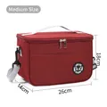 Medium size insulated red lunch bag with shoulder strap and panda logo - Medium Size (26x14x18cm) / Burgundy
