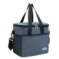 Large capacity blue cationic insulated cooler lunch bag with adjustable shoulder strap - TG39 Large Navy Blue 12L