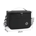 Large black insulated lunch bag with adjustable shoulder strap and panda logo design - Large Size (29x18x22cm) / Black