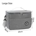 Large capacity gray insulated lunch bag for picnics, portable 29x18x22cm cooler bag - Large Size (29x18x22cm) / Gray