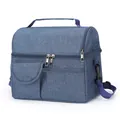 Bolsa de almuerzo aislante azul de gran capacidad con correa ajustable para hombro. - Azul marino