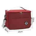 Large red insulated lunch bag with 29x18x22cm dimensions for outdoor picnic or work - Large Size (29x18x22cm) / Burgundy