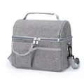 Bolsa de almuerzo aislada gris con correa de hombro ajustable y asa de transporte - Gris