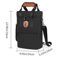 Isolierte schwarze Weintasche für 3 Flaschen mit den Maßen 33 x 24 x 13 cm - Schwarz