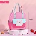 Cute pink insulated lunch bag with cartoon hamster pattern for students and office workers - Pink (Hamster)