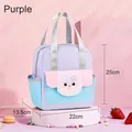 Cute purple cartoon insulated lunch bag for kids and students with size dimensions - Purple (Bear)