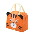 Insulated orange lunch bag featuring a cute tiger face design for school or daily work - 3D Insulated Style / Orange Tiger