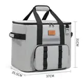 Große thermoisolierte Picknicktasche in Grau mit deutlichen 37x35,5x31 cm Größenangaben - Grau (TG60)