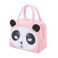 Cute pink panda insulated lunch bag with portable fabric handles and secure zipper closure - Light Pink Panda