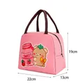 Cute pink bear cartoon insulated lunch bag, size 22x19x13cm, for students and office - Bear [Happy Water] / Pink