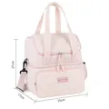 Borsa termica trapuntata rosa a doppio strato con tracolla regolabile portatile - Doppio Strato Trapuntato / Rosa