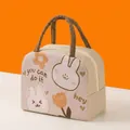 Sac à déjeuner isotherme dessin animé lapin, beige, 23x13x19cm, école et bureau - Jardin de Lapins (Style Dessin Animé)