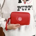 Versátil bolso de mano rojo de tela de 3 capas con correa para teléfonos de 7 pulgadas - Estilo Largo / Rojo