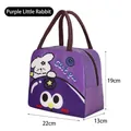 Insulated purple cartoon lunch bag with rabbit pattern, 22x13x19cm, thermal foil lining - Purple Rabbit (Big Head) / Purple