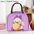 Insulated purple lunch bag with cartoon duck print and thermal aluminum foil lining - Grape Purple Duck (Cute Duck) / Purple