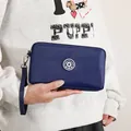 Élégante pochette pour téléphone et portefeuille long bleu marine avec dragonne - Bleu saphir
