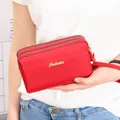 Cartera de muñeca elegante en nailon rojo con triple cremallera para móviles de 6,2 - Estilo de Bolso de Mano / Rojo
