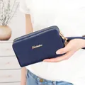 Cartera de mano azul marino para móvil con varios compartimentos y correa de muñeca - Estilo de Bolso de Mano / Azul marino