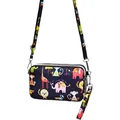 Compact cartoon animal printed crossbody phone bag with three-layer zippers and strap - Animal World (Shoulder Strap Style)