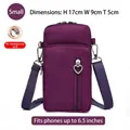 Compact purple nylon crossbody phone bag with heart-shaped zipper and adjustable strap - S / Purple