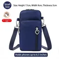 Small navy blue nylon crossbody phone bag fits smartphones up to 6.5 inches easily - S / Navy Blue