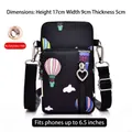 Small crossbody phone bag with hot air balloon print for 6.5 inch phones - Hot Air Balloon Print / S / Black