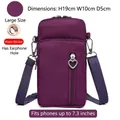 Functional purple nylon crossbody phone bag for women featuring a heart-shaped zipper pull - L / Purple