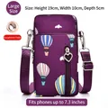 Purple crossbody phone bag with hot air balloon print and heart-shaped zipper pull - Hot Air Balloon Print / L / Purple