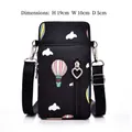 Compact black women's crossbody phone bag with hot air balloon print and heart zipper - Hot Air Balloon Print / L / Black