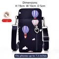 Large navy crossbody phone bag with hot air balloon print and heart zipper - Hot Air Balloon Print / L / Navy Blue