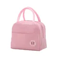 Roze geïsoleerde lunchtas gemaakt van duurzame 600D Oxford-stof met een panda-patch - Berenlogo roze 600D