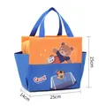 Bolsa térmica cuadrada con estampado de oso futbolista, azul y naranja, 25x25x14cm - Estilo Oso Fútbol Dibujos Animados / Patchwork Azul Naranja