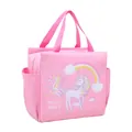 Bolsa de almuerzo térmica rosa de unicornio con bolsillos laterales y asas fuertes - Estilo Elefante BaoLi Dibujos Animados / Rosa
