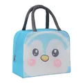 Insulated portable lunch bag with cute blue penguin cartoon print for school and office use - Light Blue Penguin