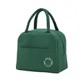Geïsoleerde donkergroene lunchtas van 600D Oxford-stof met een panda-logo - Berenlogo groen 600D