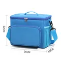 Large capacity blue insulated picnic cooler bag with shoulder strap, size 26x18x22cm - Sapphire Blue
