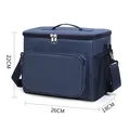 Large navy blue insulated picnic cooler bag with shoulder strap, size 26x22x18cm - Navy Blue