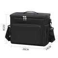 Black insulated lunch bag with 26x18x22cm dimensions for outdoor picnic use. - Black