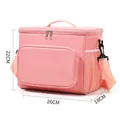 Large pink insulated picnic cooler bag with shoulder strap and side pockets, 26x18x22cm - Orange Pink