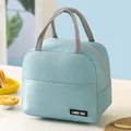 Insulated portable lunch bag in light blue color with sturdy grey handles for work - Light Green