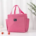 Durable pink insulated oxford cloth lunch bag with side pockets and sturdy handles - Side Pocket Style / Pink