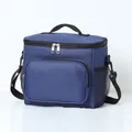 Large navy blue insulated lunch bag with shoulder strap for outdoor picnic - Navy Blue