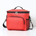 Large capacity red insulated cooler lunch bag with shoulder strap and mesh side pocket - Red