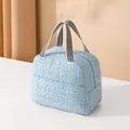 Stilvolle blau-goldene Tweed-Isoliertausche mit gestreiften Griffen - Blau