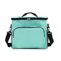 Large capacity mint green insulated lunch bag with detachable shoulder strap for work - Lake Green