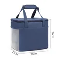 Borsa termica blu grande capacità con tasca laterale a rete, dimensioni 28x21x24cm. - Blu Marino Stile Grande / 28x21x24cm