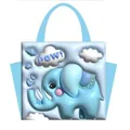 Linda bolsa térmica azul para almuerzo con diseño de elefante de dibujos animados en 3D - Estilo Elefante 3D / Azul
